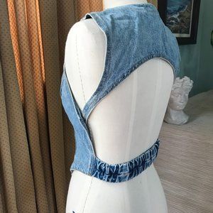 Vintage denim moto vest